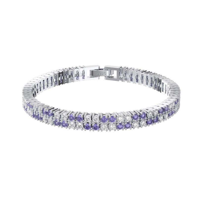 Jzora handmade double row stone tennis sterling silver bracelet