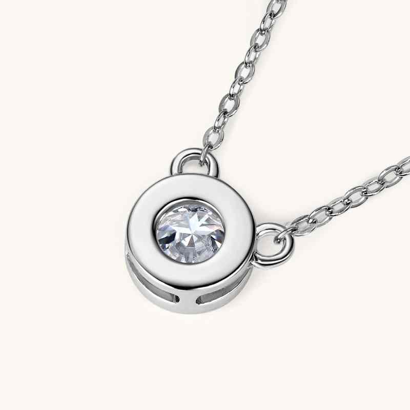 Jzora handmade 1ct round cut cute Moissanite sterling silver necklace