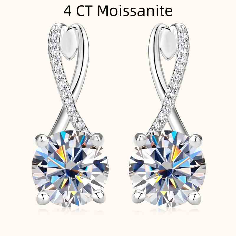 Jzora handmade 4ct round cut fashion Moissanite sterling silver earrings