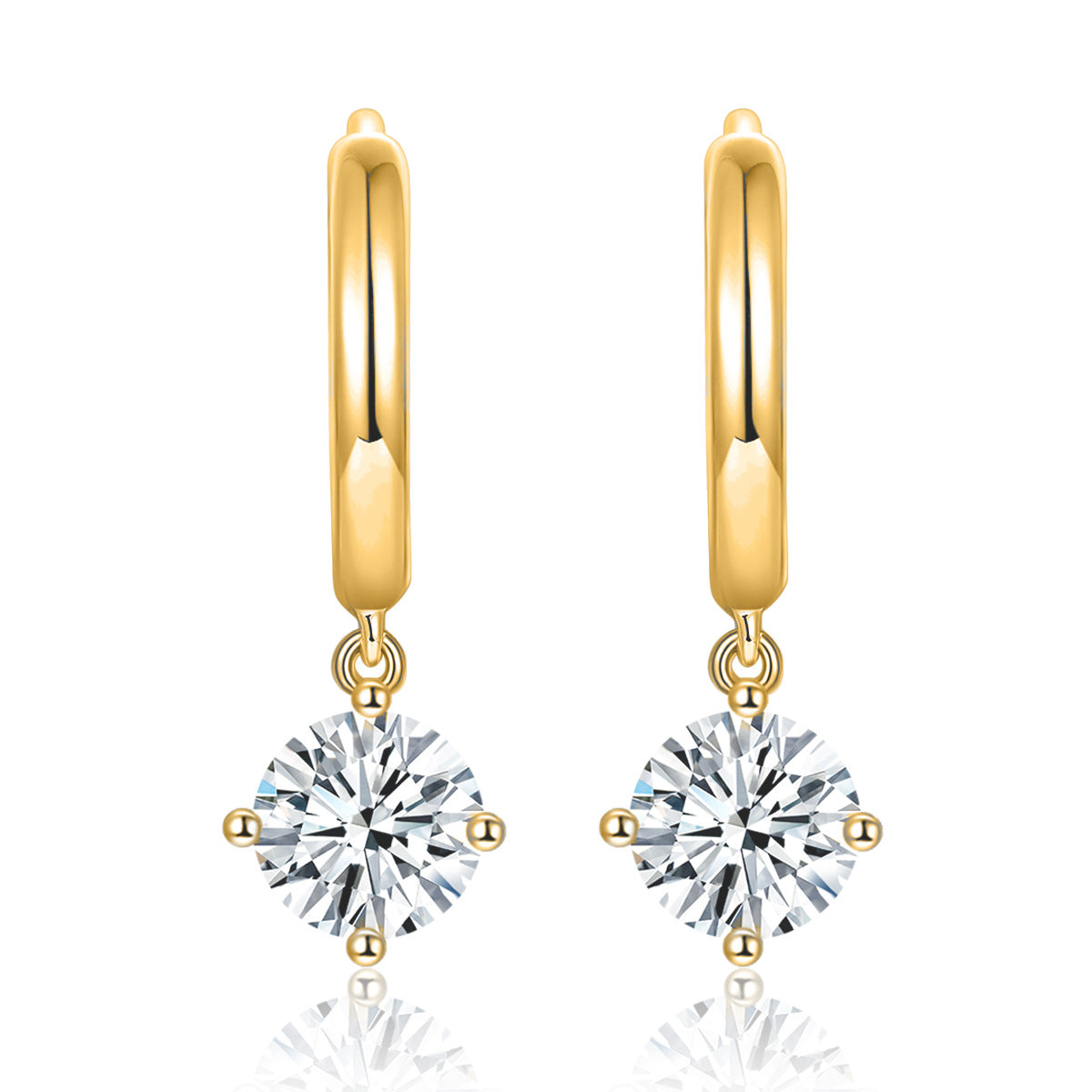 Jzora handmade 1ct round cut moissanite sterling silver earrings
