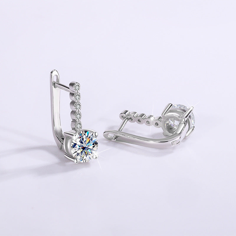 Jzora handmade 2ct round cut D-Color moissanite sterling silver earrings