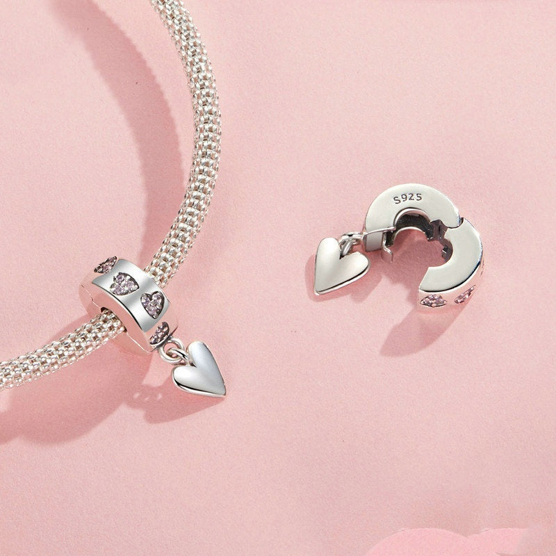 Jzora Simple Heart Locator Buckle Sterling Silver Charm