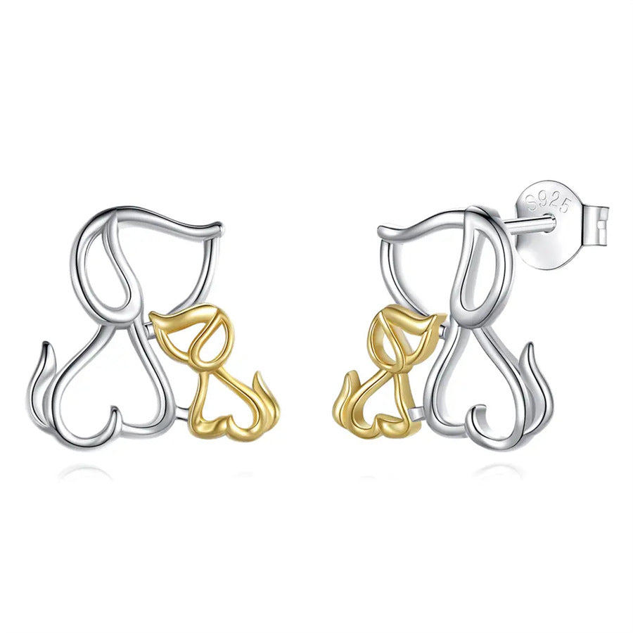 Jzora handmade simple dog sterling silver earrings