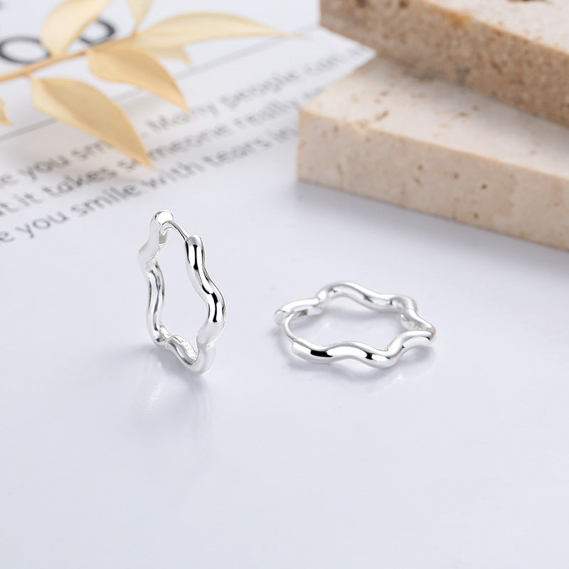 Jzora handmade wave lace irregular sterling silver earrings