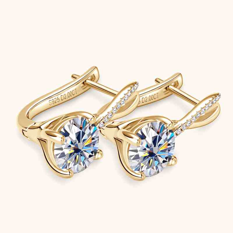 Jzora handmade 4ct round cut fashion Moissanite sterling silver earrings