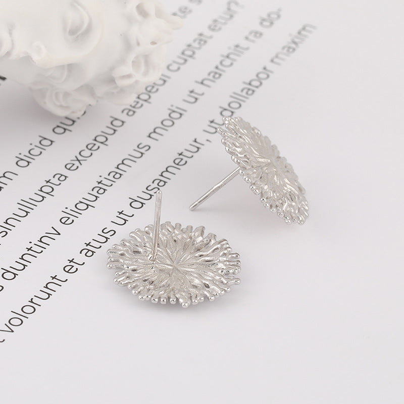 Jzora handmade sunflower fashion sterling silver earrings