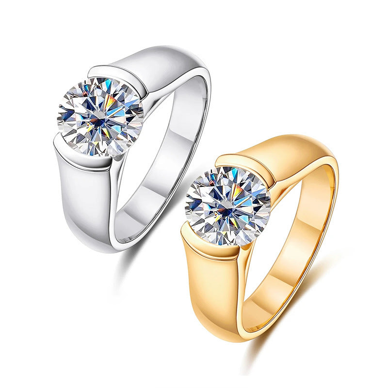 Jzora handmade 2ct round cut Moissanite D-Color sterling silver engagement ring