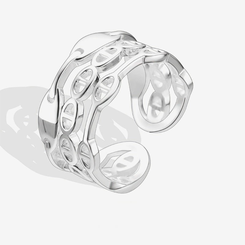 Jzora handmade personalized design chain sterling silver adjustable ring