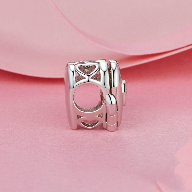 Jzora Valentine's Day Open Heart Sterling Silver Charm