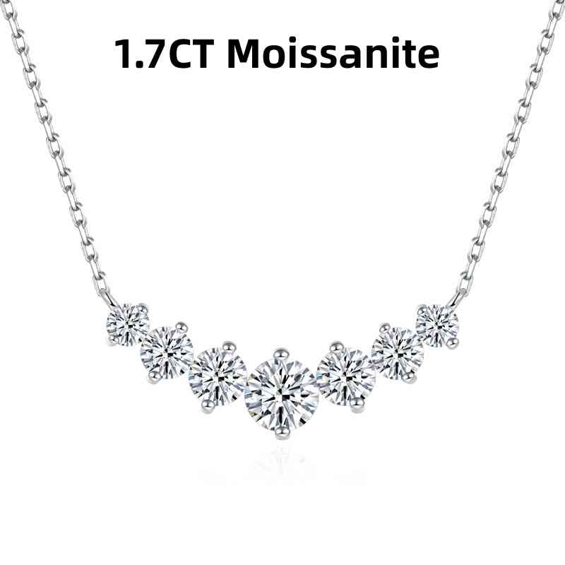 Jzora handmade smile V shaped classic full 1.7ct moissanite diamond sterling silver necklace