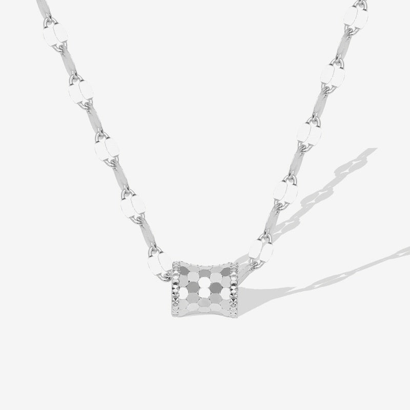 Jzora handmade double chain honeycomb design sterling silver necklace