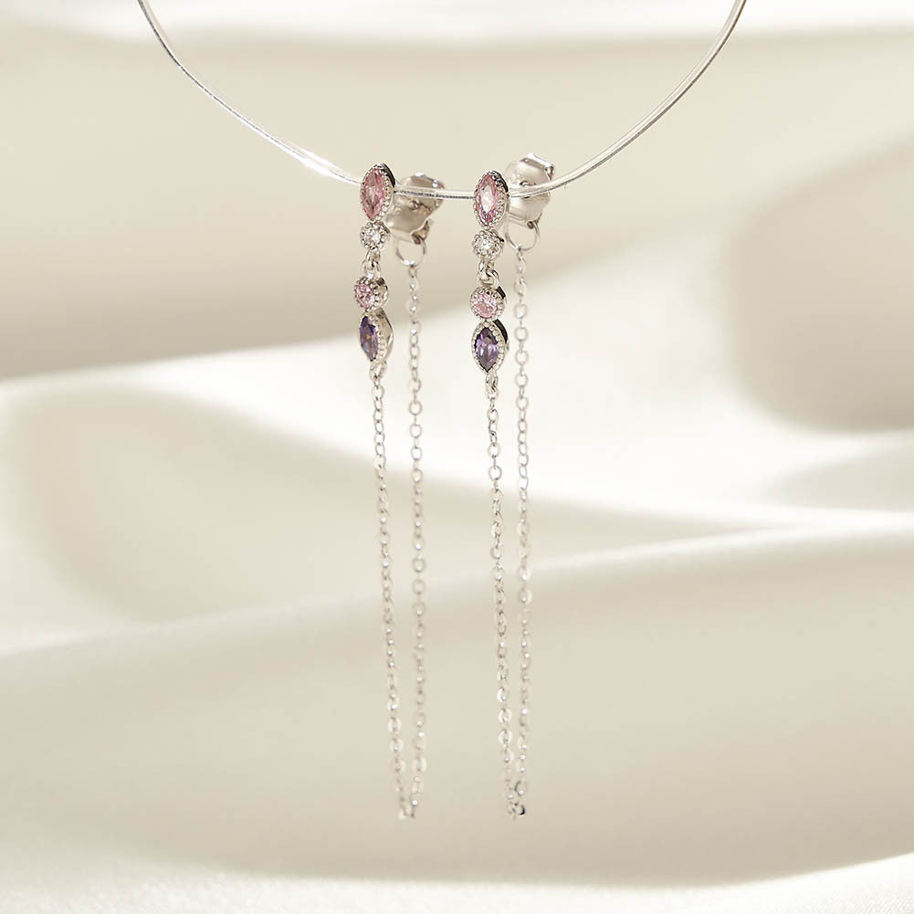 Jzora handmade colorful tassel sterling silver earrings