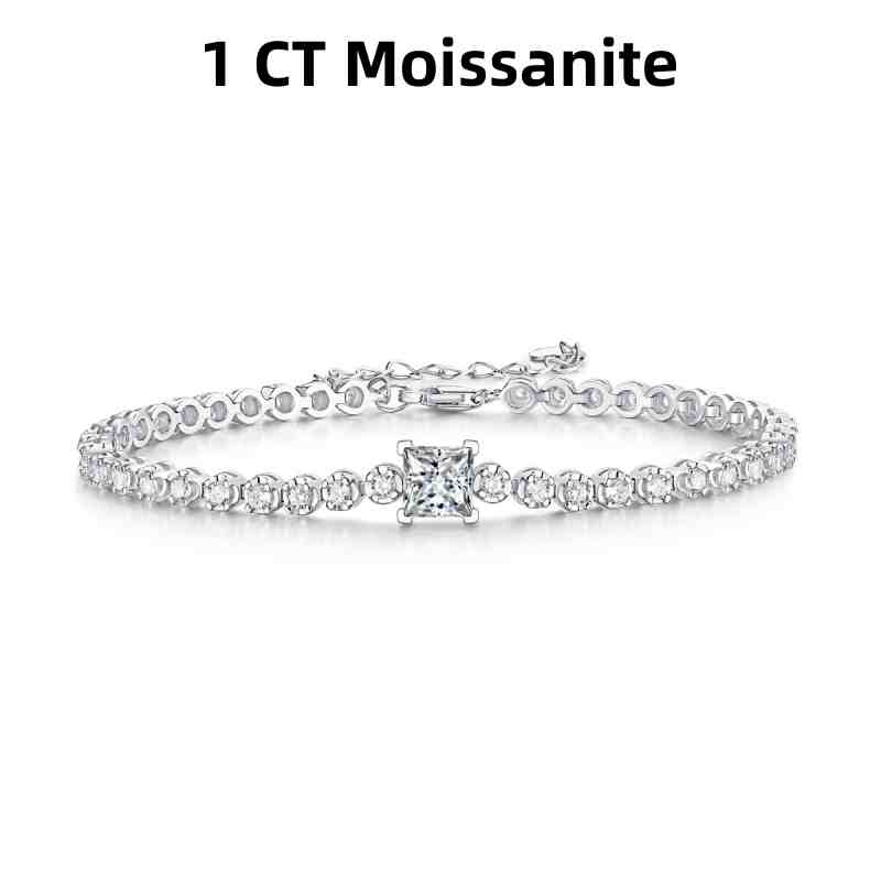Jzora handmade 1ct princess cut vintage sterling silver moissanite tennis bracelet