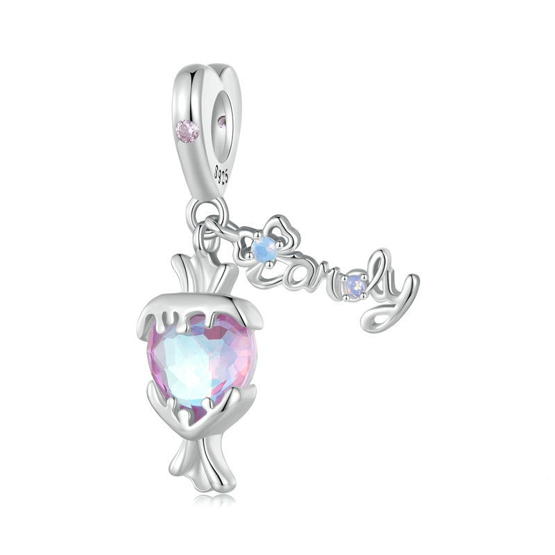 Jzora Sweet Cool Dreams Pink Heart Candy Sterling Silver Charm