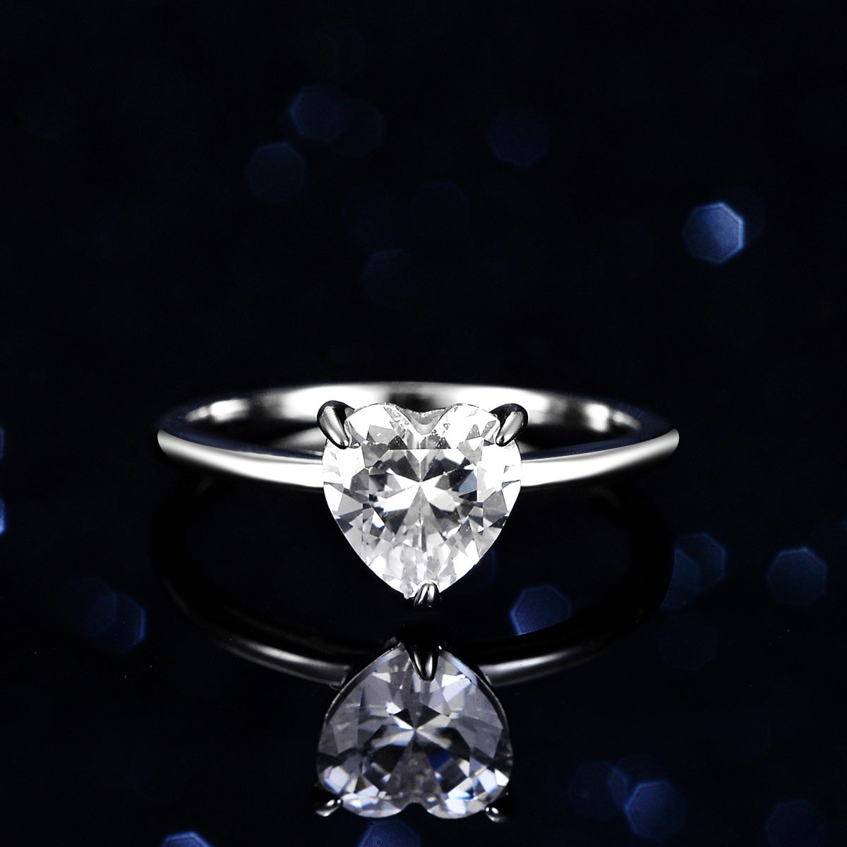 Jzora handmade 2ct heart cut Moissanite sterling silver engagement ring