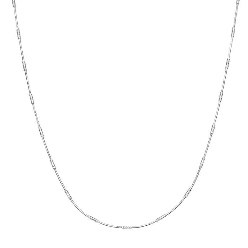 Jzora handmade lace glossy stacked sterling silver necklace