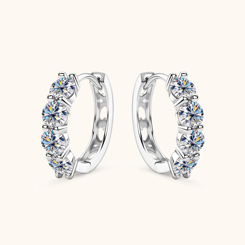 Jzora handmade 2.4ct round cut vintage Moissanite sterling silver earrings