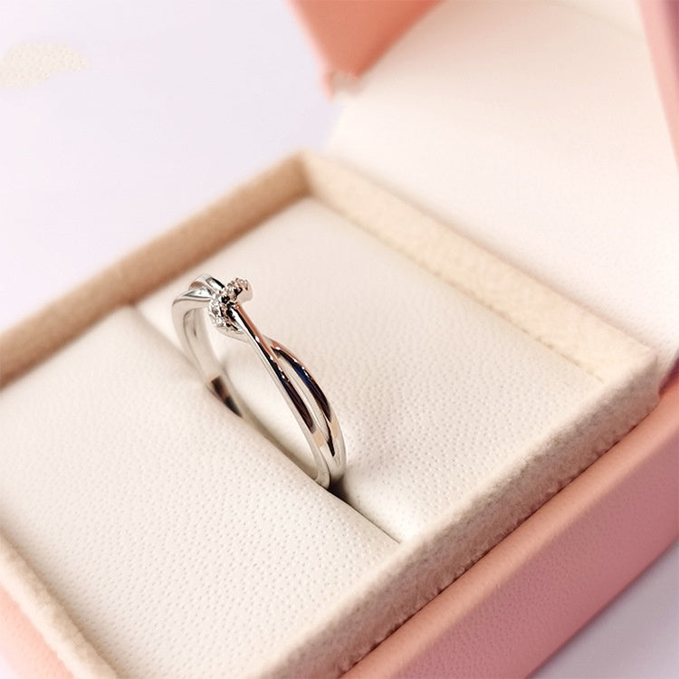 Jzora handmade round cut entwined moissanite sterling silver wedding ring