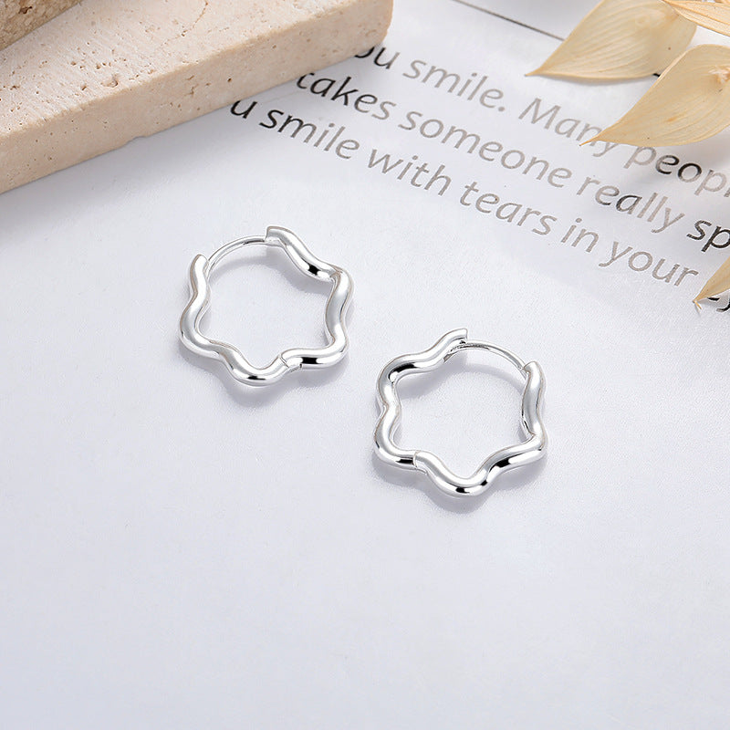 Jzora handmade wave lace irregular sterling silver earrings