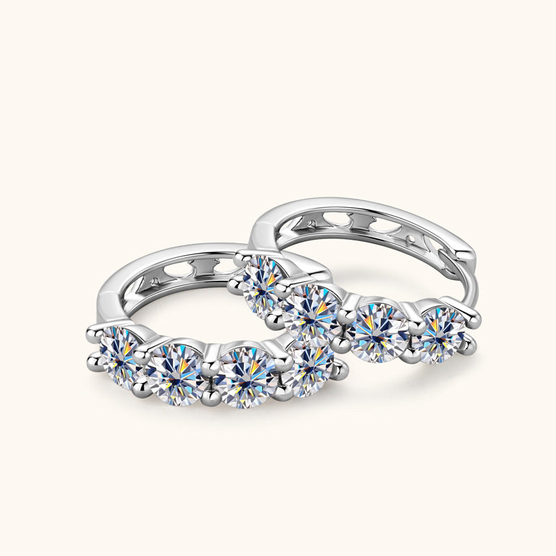 Jzora handmade 2.4ct round cut vintage Moissanite sterling silver earrings