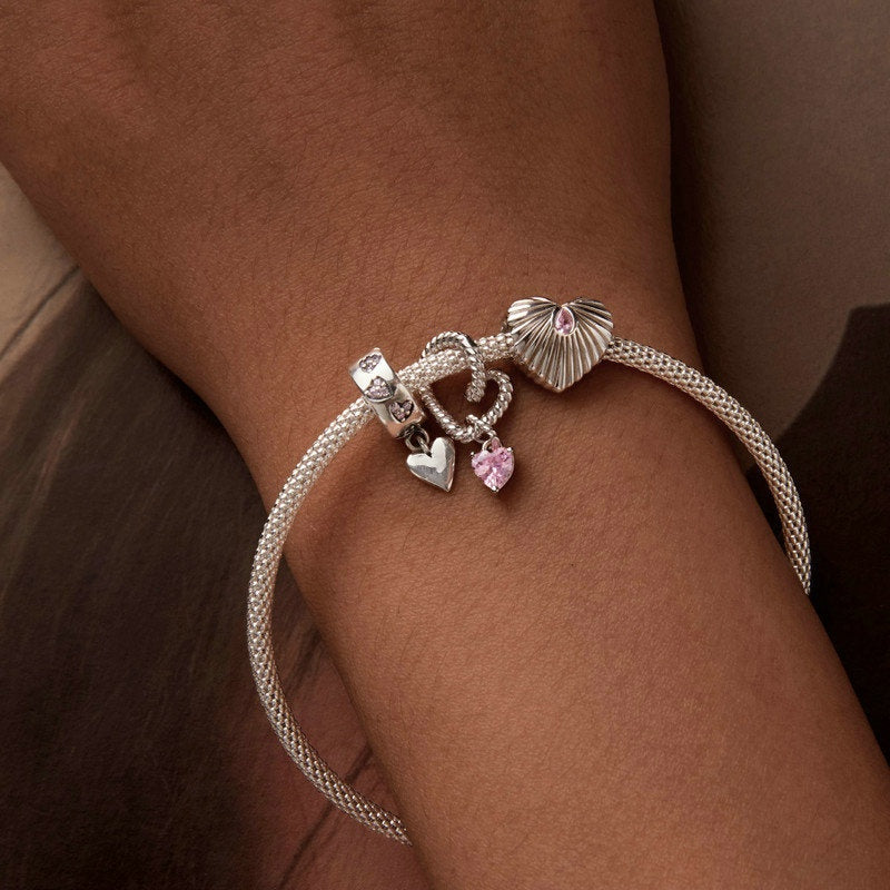 Jzora Simple Heart Locator Buckle Sterling Silver Charm