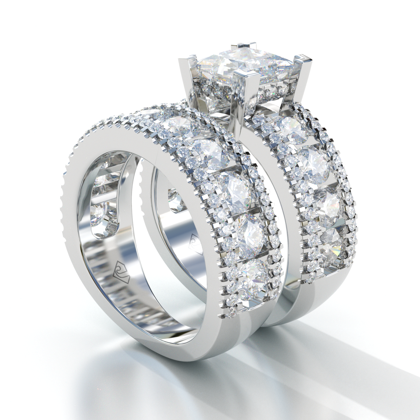 Jzora princess cut created diamond sterling silver vintage bridal set