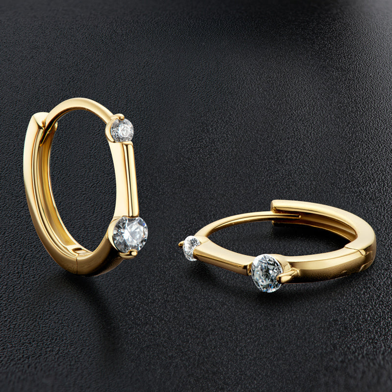 Jzora handmade round cut simple moissanite sterling silver earrings