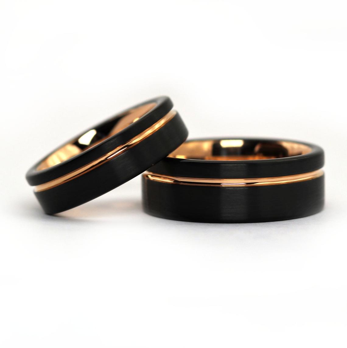 Jzora ring black simple style vintage diamond men's band