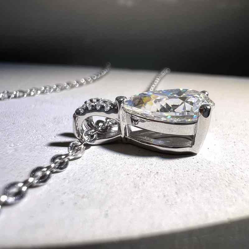 Jzora handmade 2.5ct pear cut Moissanite classic sterling silver necklace