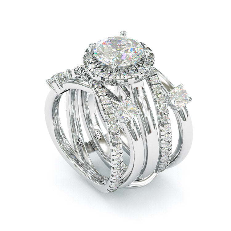 Jzora handmade round cut diamond wedding ring sterling silver bridal set