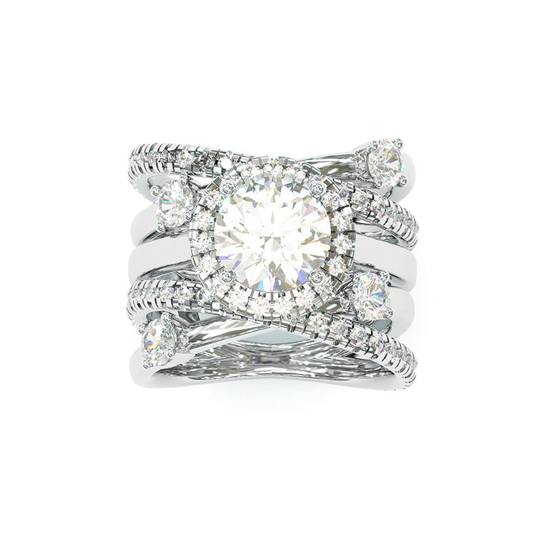 Jzora handmade round cut diamond wedding ring sterling silver bridal set