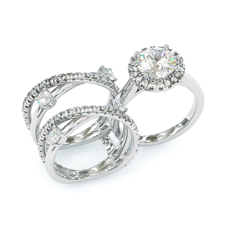 Jzora handmade round cut diamond wedding ring sterling silver bridal set