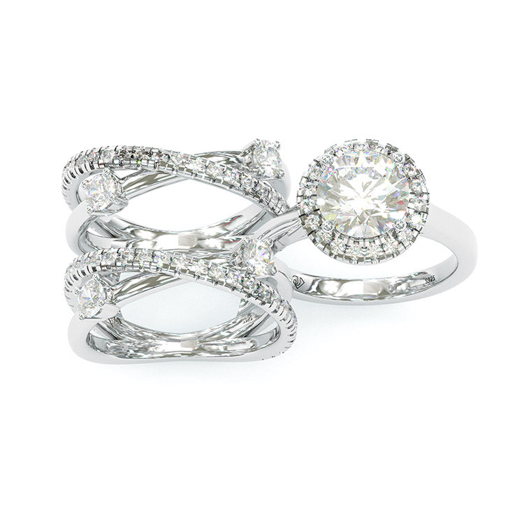 Jzora handmade round cut diamond wedding ring sterling silver bridal set