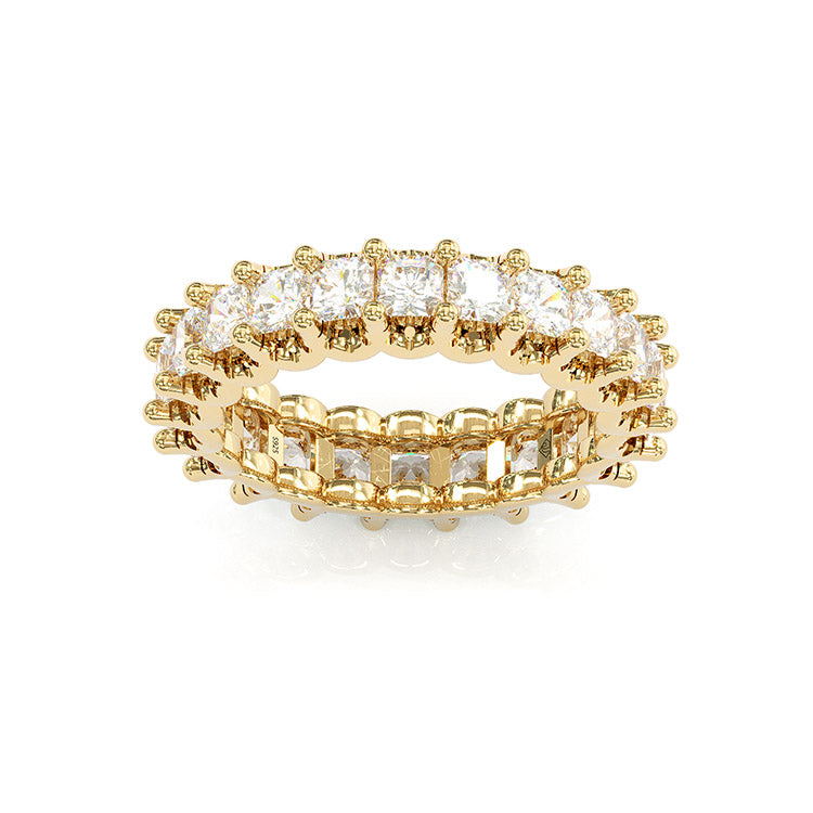 Jzora Princess Cut Classic Gold Sterling Silver Women's Band Eternity Wedding Ring