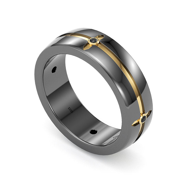 Jzora Round Diamond Classic Sterling Silver MEN'S Wedding Ring Men's Band