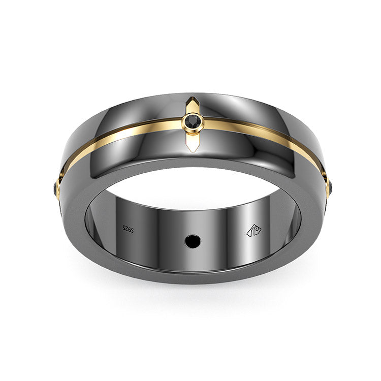 Jzora Round Diamond Classic Sterling Silver MEN'S Wedding Ring Men's Band