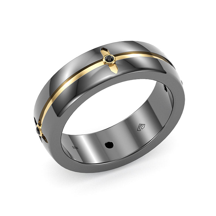 Jzora Round Diamond Classic Sterling Silver MEN'S Wedding Ring Men's Band