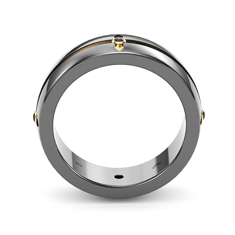 Jzora Round Diamond Classic Sterling Silver MEN'S Wedding Ring Men's Band
