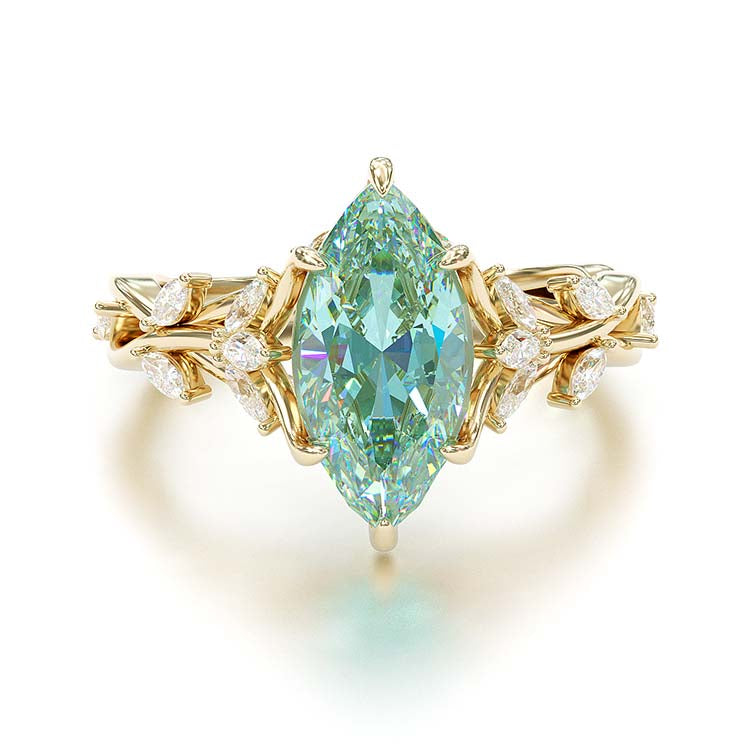 Jzora marquise cut aquamarine diamond wedding ring sterling silver engagement ring