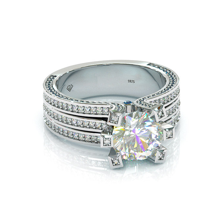 Jzora handmade 3ct round brilliant cut prong setting engagement ring