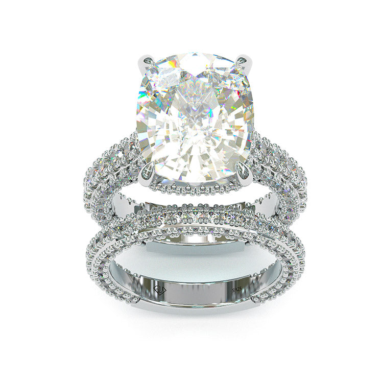 Jzora vintage cushion cut wedding ring anniversary ring 2pcs bridal set