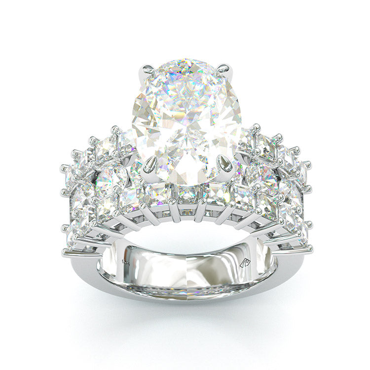 Jzora Oval Cut Handmade Diamond Sterling Silver Engagement Ring