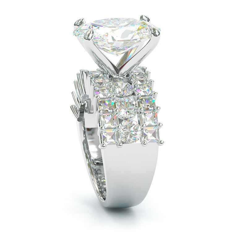 Jzora Oval Cut Handmade Diamond Sterling Silver Engagement Ring