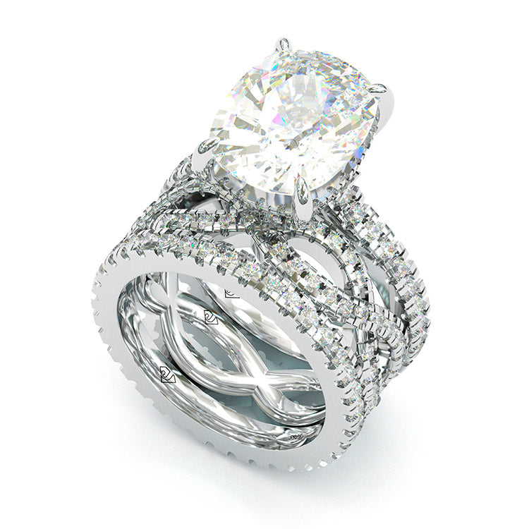 Jzora handmade cushion cut 3 pcs vintage sterling silver wedding ring bridal set