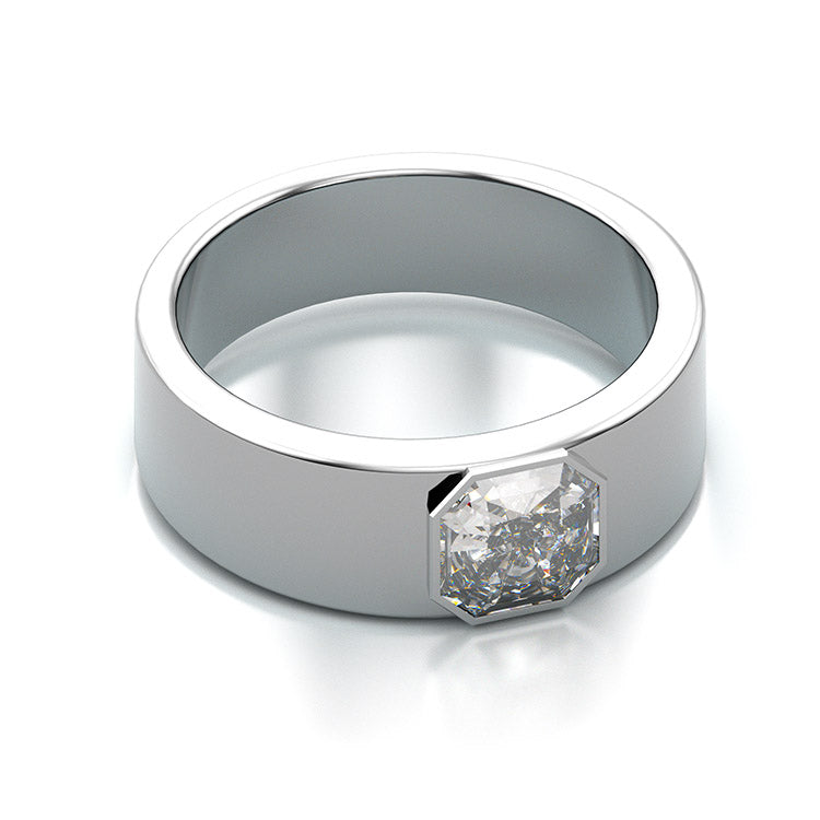 Jzora handmade asscher cut 1.75 ct diamond classic sterling silver men's band