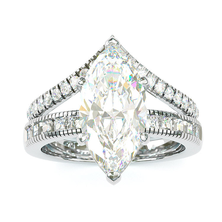Jzora handmade marquise cut sterling silver vintage wedding ring engagement ring
