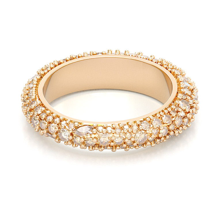 Jzora handmade vintage created diamond sterling silver rose gold plated women's band