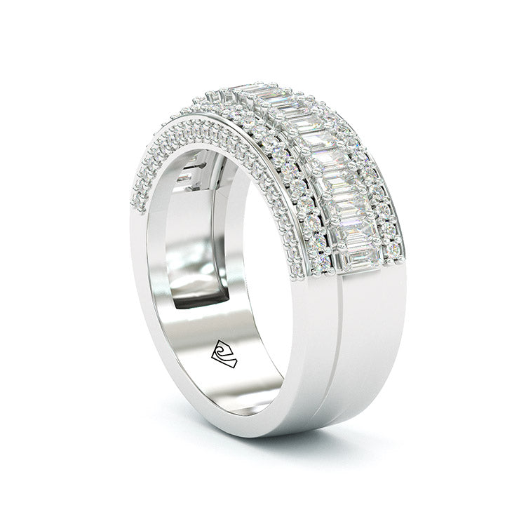 Jzora Handmade Emerald Cut Sterling Silver Eternity Women's Band Wedding Ring