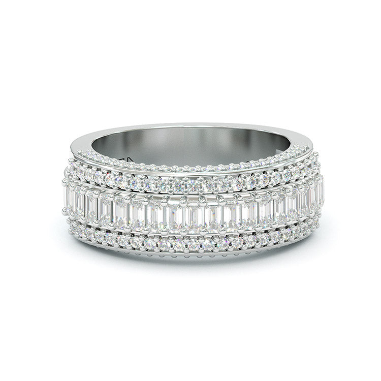 Jzora Handmade Emerald Cut Sterling Silver Eternity Women's Band Wedding Ring