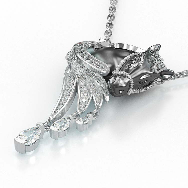 Jzora Handmade Classic Horse Necklace & Earrings Jewelry Set